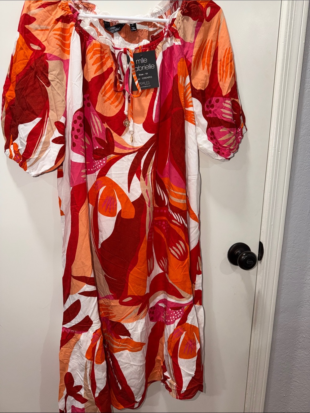 Mlle Gabrielle Maxi Dress in Red, Orange, Pink, White